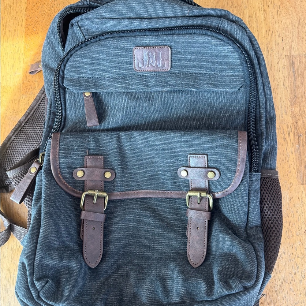 Canvas CCW Jessie James Backpack in Dark Gray with Brown Trim